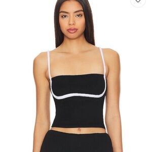 Nia Love Tank- black with white trim